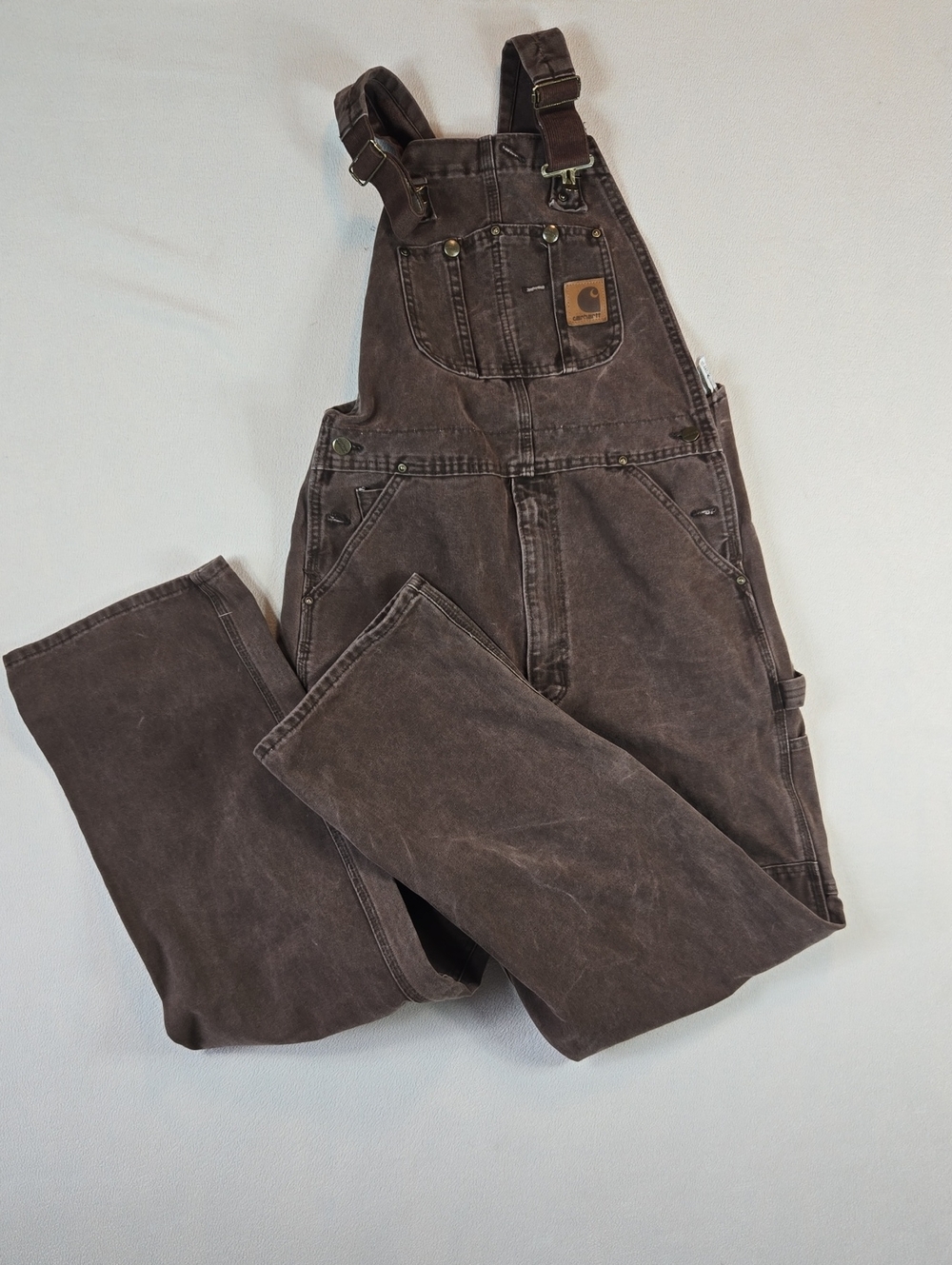 Vintage Carhartt Men's Brown Duck Canvas Overalls